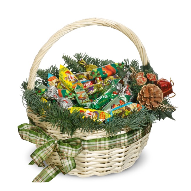 Букет цветов "Новогодняя корзина №4" Букет цветов "Новогодняя корзина №4"